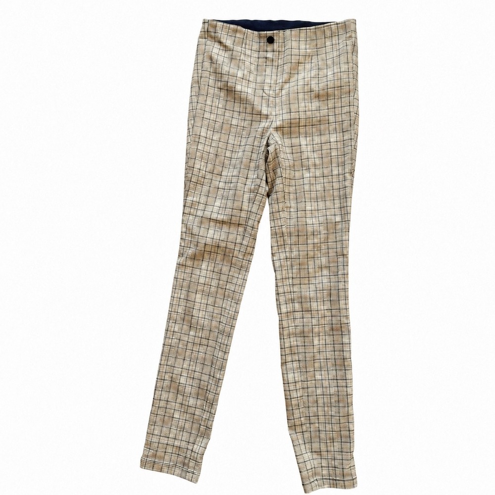 Tristan Womens Glen Plaid Slim Fit Pants Tan Brown Stretch Size XS FV070C1684
